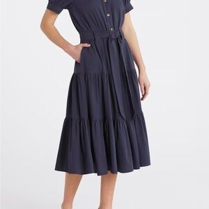 Gilli Dark Blue Tiered Midi Dress
